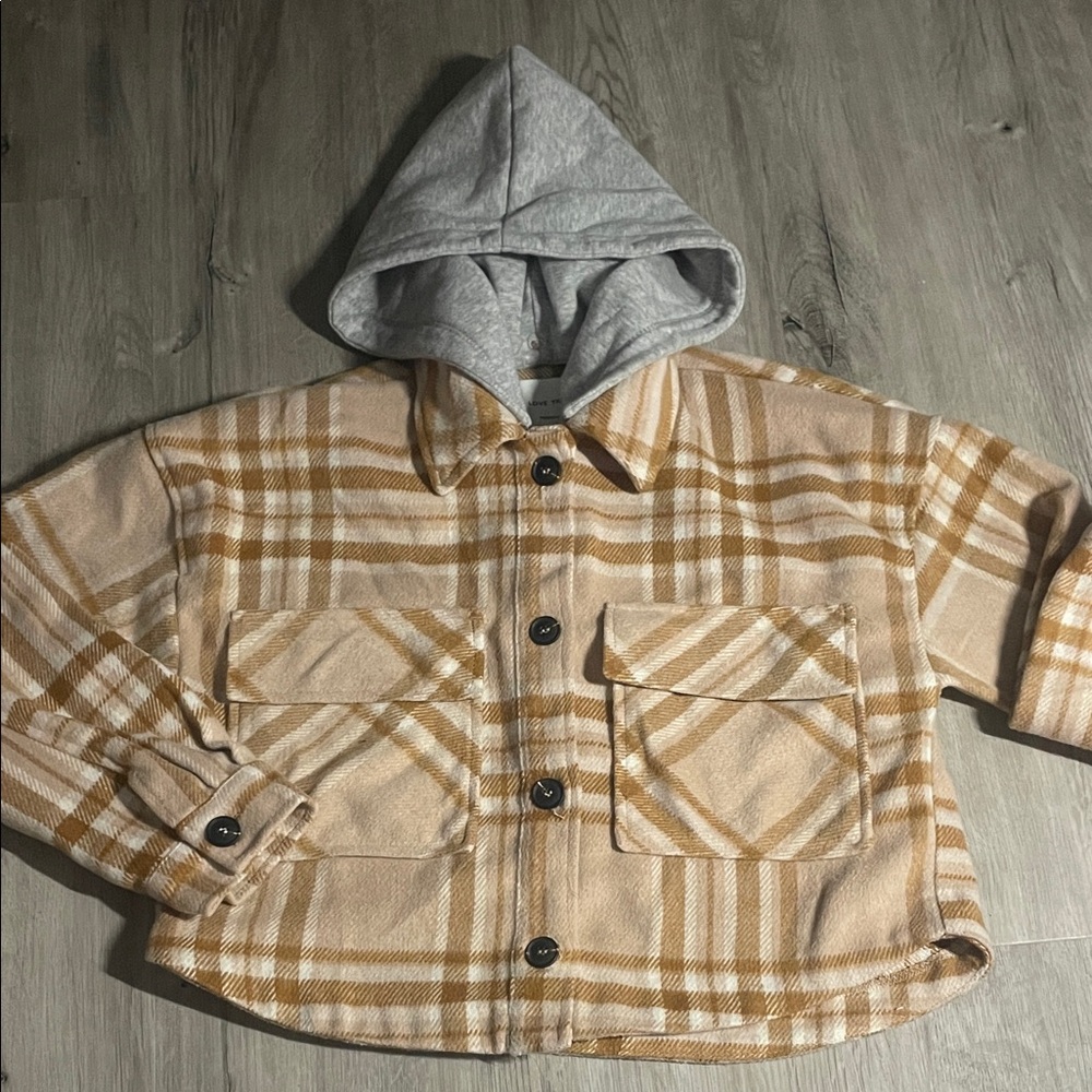 Plaid Hooded Jacket with Pockets
